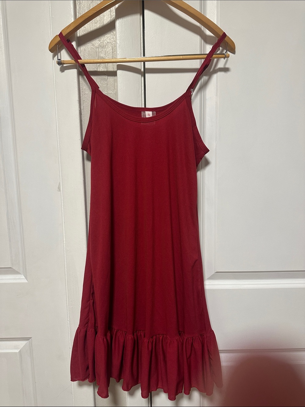 Pretty Angel Red Slip Dress with Ruffled Hem